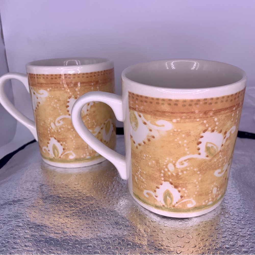 Pier One Moroccan Earthenware Made in England Coffee Mugs 2pcs 10oz